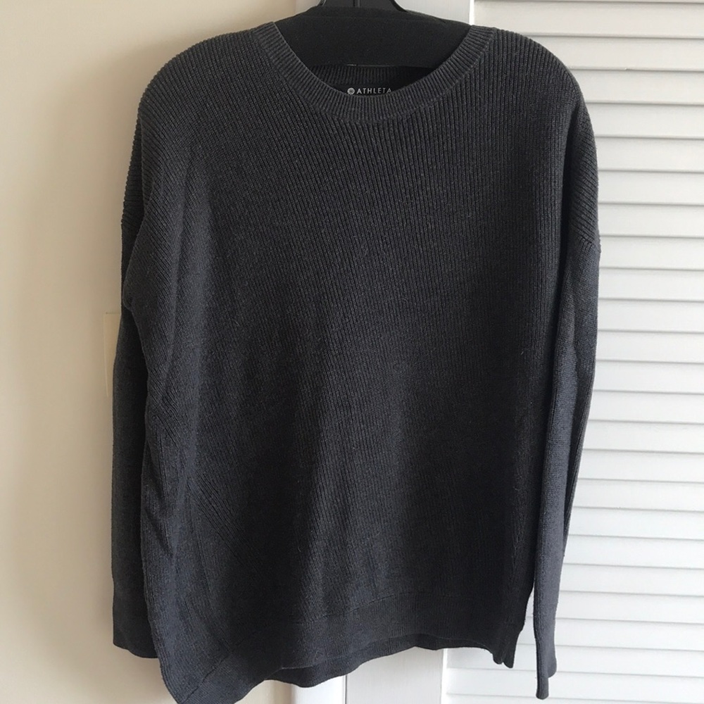 ATHLETA brand long sweater in ribbed charcoal grey
